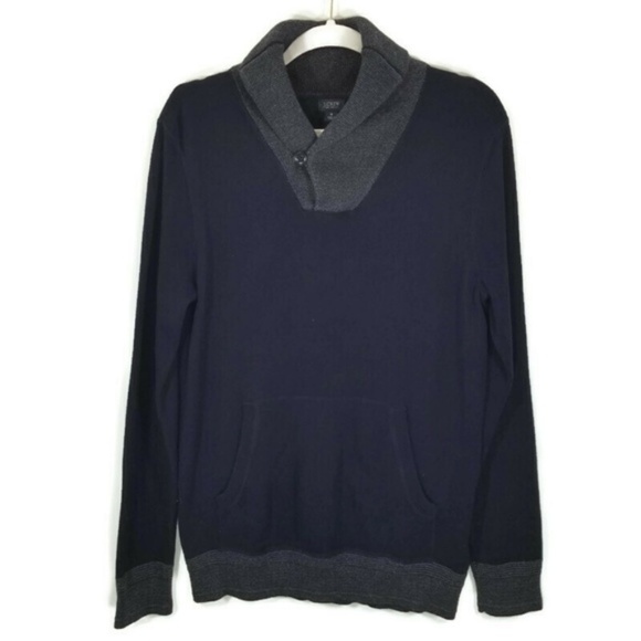 J. Crew Mens Navy Blue Cotton Shawl Collar Sweater - Picture 1 of 7